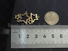 Load image into Gallery viewer, Colorful CZ Micro Pave Star Charm/Pendant, Bracelet Charm ,Star Pave Pendant, Multi Stars Connector,Gold plated Star ,18x30mm, Sku#LK112