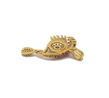Load image into Gallery viewer, Gold Fuchsia CZ Evil Eye With Tear drop Charm, Sku#LD331