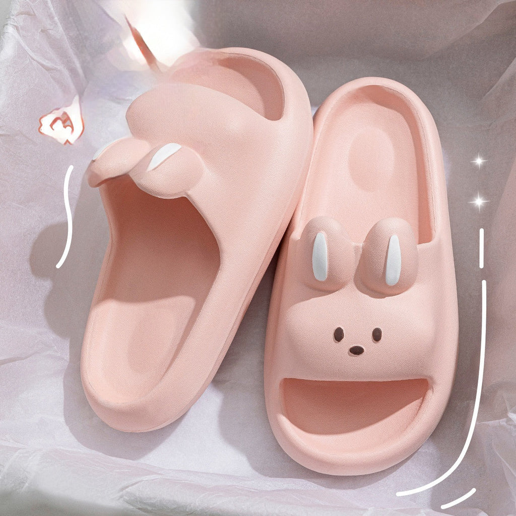 Women's Non-Slip Indoor Slippers - Soft Cushioned EVA Bathroom Slippers with Cute Rabbit Design