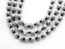 Load image into Gallery viewer, 60 Long Hand Knotted AB Gray Color Crystal Necklace, Long Necklace, Gray Color 2x4mm Rondelle Faceted Crystal Beads, SKU#D13