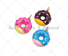 Load image into Gallery viewer, Gold Filled Colorful Enamel Doughnut Shape Pendant,18K Gold Filled Pink/Blue/Brown Enamel Charm,18x20mm,Sku#L571