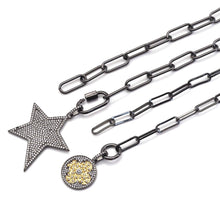 Load image into Gallery viewer, Gunmetal Paperclip Chain Star Flower Necklace