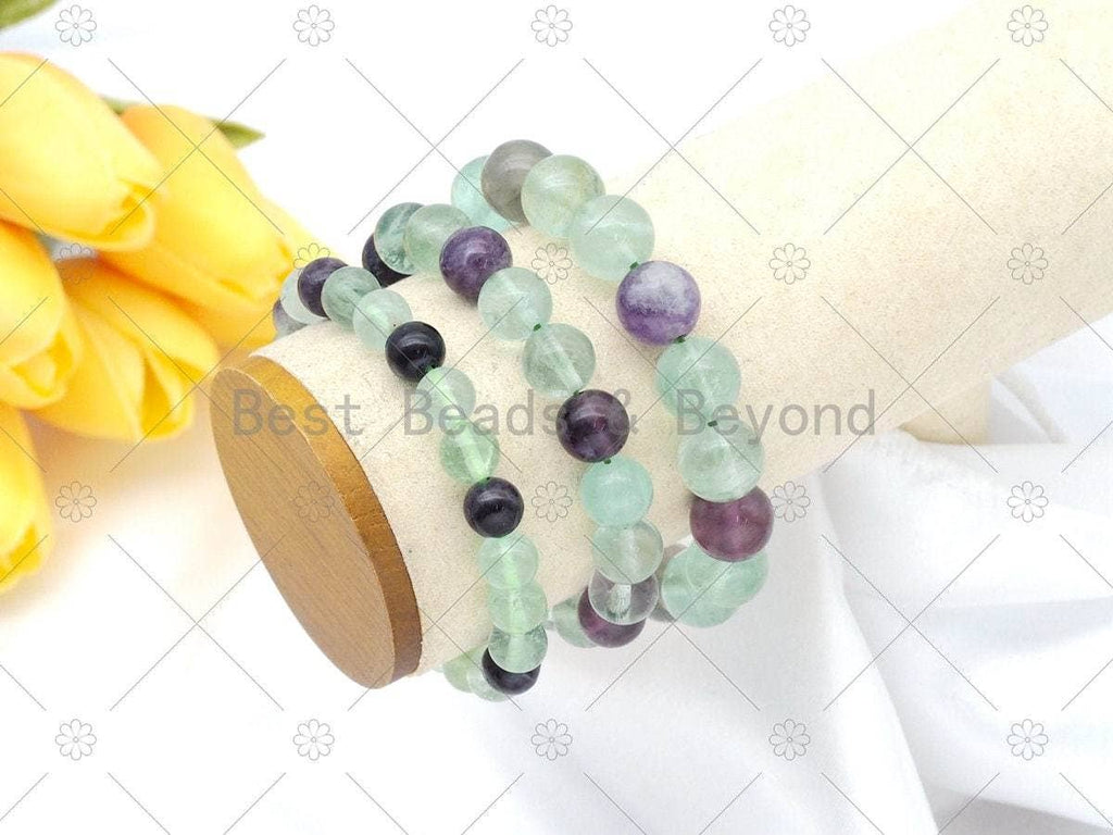 Natural Purple Green Fluorite Stretchy Bracelet