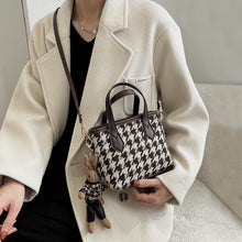 Load image into Gallery viewer, Women's Houndstooth Shoulder Bag | Checkered Wool Crossbody Handbag &amp; Messenger Tote