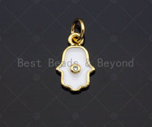 Load image into Gallery viewer, White Enamel Hamsa Hand Shape Pendant,CZ Micro Pave pendant,Enamel pendant,Enamel Jewelry, 8x13mm,sku#LD01