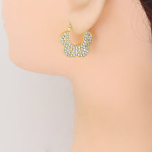 Load image into Gallery viewer, Clear CZ Flower Shape Hoop Earrings, Sku#L732