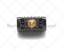 Load image into Gallery viewer, Star/Lion Head Bead,Tube Spacer Bead, Black CZ Pave Tube Spacer Beads for Men/Women Jewelry Making, 7x14mm, ML19C