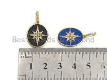 Load image into Gallery viewer, Enamel Colorful North Star On Oval Pendant,CZ Micro Pave Oil Drop pendant,Enamel pendant,Enamel Jewelry,16x22mm,sku#F976