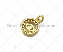 Load image into Gallery viewer, CZ Micro Pave Evil Eye On Round Ring Shape Pendant,18K Dainty Gold Charm, Necklace Bracelet Charm Pendant,9x11mm,Sku#JL38