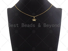 Load image into Gallery viewer, 18K Gold Micro CZ Pave Crown Pendant, Gold Crown Charm,  Crown Beads, Jewelry Findings, 16x13mm,sku#LK38