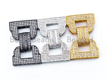 Load image into Gallery viewer, CZ Micro Pave Double D Shape Buckle Clasp, Pave Multi-Strands Connector, 35x21mm, sku#K11