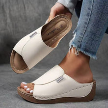 Load image into Gallery viewer, Women's Plus Size Chunky Sole Open Toe Slippers – Casual PU Slides
