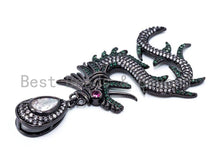Load image into Gallery viewer, CZ Micro Pave Dragon Pendant, Cubic Zirconia Pendant, Turquoise/Silver/Fuchsia/Violet/Cobalt, 37x70mm, SKU#F318