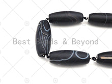 Load image into Gallery viewer, Natural Black Agate Barrel Spacer Beads, Black White Agate S