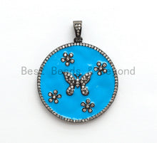 Load image into Gallery viewer, 35mm LARGE Enamel Colorful Round With Flower Butterfly Penda