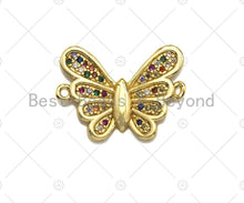 Load image into Gallery viewer, Colorful CZ Micro Pave Butterfly Connector, Cubic Zirconia Butterfly Connector, Bracelet Necklace Findings, 15x20mm, SKU#LK64