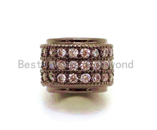 Load image into Gallery viewer, 9x7mm CZ Large Hole Cylinder/Drum Barrel Micro Pave Beads, Cubic Zirconia Big Hole Spacer Beads, Large Hole Spacer, sku#G124