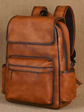 Load image into Gallery viewer, Genuine Leather Commuter Backpack for Men – Flip-Top Multi-Pocket Urban Business Bag