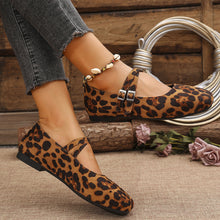 Load image into Gallery viewer, Women's Leopard Print Flats - Comfortable Buckle Dress Shoes Plus Size 36-43