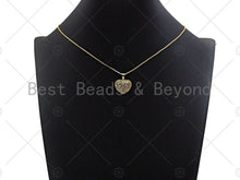 Load image into Gallery viewer, CZ Micro Pave Filigree Heart Shape Pendant, Gold Plated Yoga Sign, Necklace Bracelet Charm Pendant, 18x17mm,sku#F1234