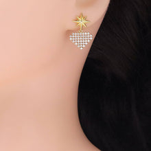 Load image into Gallery viewer, Gold Silver North Star Heart Earrings, Sku#A162