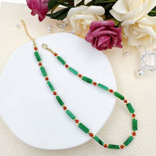 Load image into Gallery viewer, Green Red Gemstone Beads Necklace, EF546