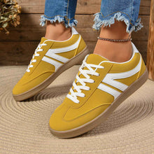 Load image into Gallery viewer, Women's Lace-Up Round Toe Flat Sneakers - PU Leather Casual Slip-On Walking Shoes
