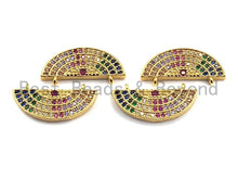 Load image into Gallery viewer, CZ Colorful Micro Pave Semicircle Shape Charm Pendant, Semicircle Shaped Pave Pendant, Gold plated, 10x21mm, Sku#F898