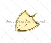 Load image into Gallery viewer, 18K Dainty Gold Symbol On Shield Shape Pendant/Charm,Cubic Zirconia Charm, Necklace Bracelet Charm Pendant, 28x24mm, Sku#L556