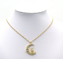 Load image into Gallery viewer, Gold CZ Bird On Cresent Moon Charm, Sku#JL127