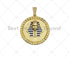 Load image into Gallery viewer, Dianty Gold/Silver Face On Round Coin Pendant/Charm,Medallion Cobalt Blue Enamel Charm, Necklace Bracelet Charm Pendant, 44x48mm, Sku#L550