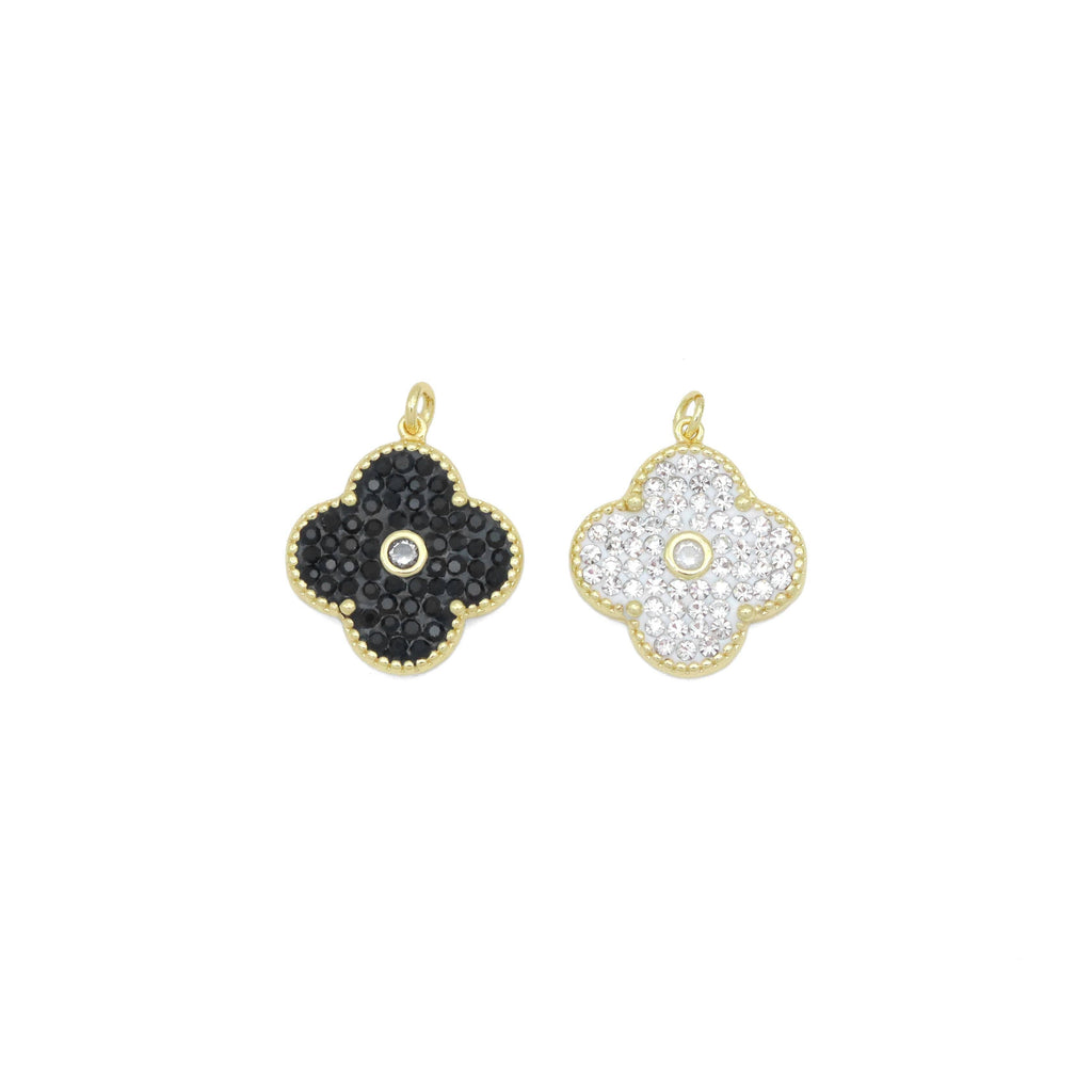 White Black Flower Charm Pendant, Sku#FH234