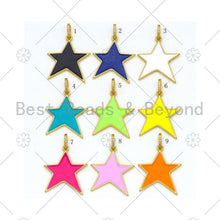 Load image into Gallery viewer, Colorful Enamel Five Point Star Shape Pendant,18K Gold Filled CZ Micropave Charm, Necklace Bracelet Charm Pendant,26x29mm,Sku#ML49