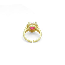 Load image into Gallery viewer, Big Fuchsia Pink Heart CZ Statement Adjustable Ring, Sku#A317