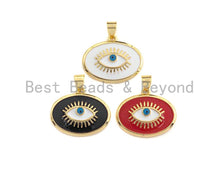 Load image into Gallery viewer, Enamel Colorful Oval Evil Eye With Eyelash Pendant,18x21mm,sku#F1034C