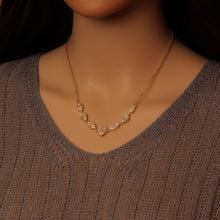 Load image into Gallery viewer, Gold Chain Baguette CZ Heart Connector Pendant Necklace, Sku#A210