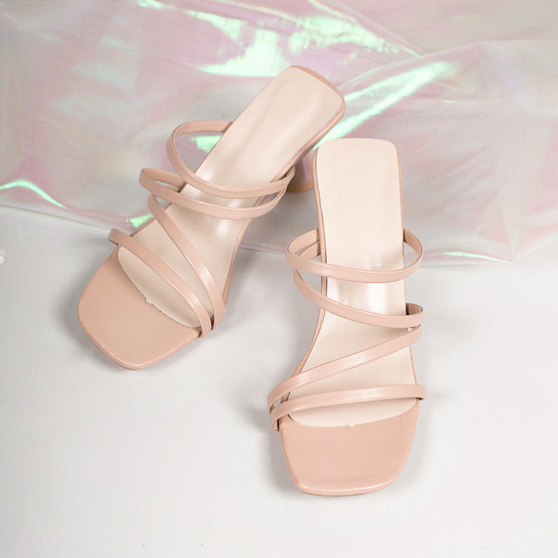 Plus-Size Square Toe Stiletto Heel Sandals