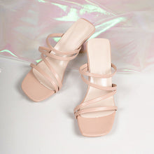 Load image into Gallery viewer, Plus-Size Square Toe Stiletto Heel Sandals
