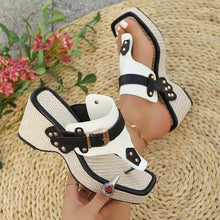 Load image into Gallery viewer, Chunky Heel Metal Buckle Sandals