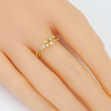Load image into Gallery viewer, Dainty Clear CZ Gold Silver Cresent Moon star  Adjustable Ring, Sku#A278
