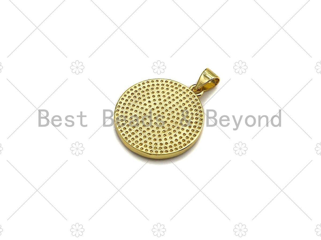 CZ Micro Pave Enamel Prayer Hand Pendant, 3D Embossment Hands Charm, Coin Jewelry, 19mm,sku#LK03