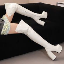 Load image into Gallery viewer, Women's Over-the-Knee Boots - Chunky Heel Platform Boots with Waterproof Design