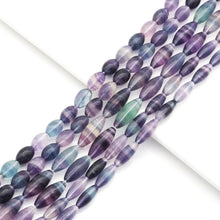 Load image into Gallery viewer, Genuine Fluorite Smooth Rice Beads, 10x14mm/8x20mm/10x25mm, Sku#U1561