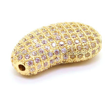 Load image into Gallery viewer, CZ Micro Pave Bean Shape Spacer Beads with Clear Crystal for Bracelet/Necklace, Cubic Zirconia Beads, 23x13x8mm, sku#G62
