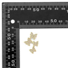 Load image into Gallery viewer, Gold Clear CZ Four Butterflies Charm, Sku#LD425