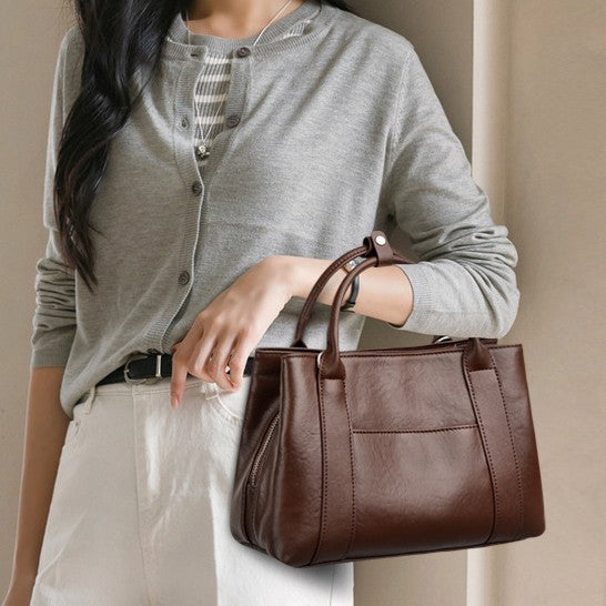 Women's Genuine Leather Crossbody Bag – Classic Minimalist Daily Commute Shoulder Bag