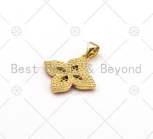 Load image into Gallery viewer, CZ Micro Pave Colorful Enamel Flower Shape Pendant, 18K Gold Filled Clover Charm, Necklace Bracelet Charm Pendant, 22x20mm,Sku#LK430
