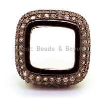 Load image into Gallery viewer, 14mm CZ Micro Pave Big Hole Square Ring Spacer Beads Clear Crystal for Bracelet/Necklace, Cubic Zirconia Large Square Hole Beads, sku#G67
