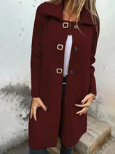 Load image into Gallery viewer, Women's Solid-color Mid-length Wool Coat With A Single-breasted Design