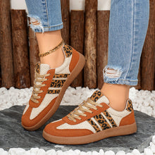 Load image into Gallery viewer, Retro Color-block Lace-up Flat Sneakers – Women's Round Toe PU Mesh Shoes